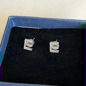 Letter E Diamond Earrings